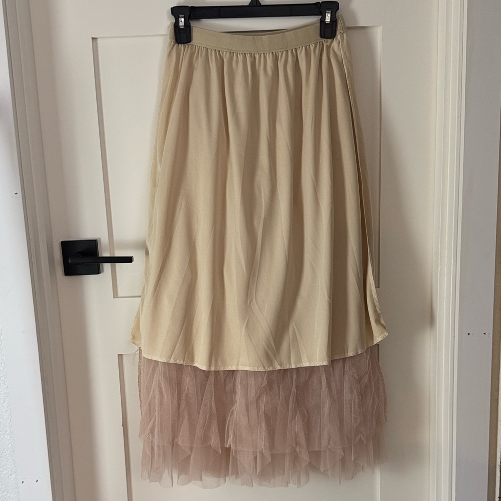 Women tulle skirt layered tutu mid length elastic waist A line skirt - Picture 6 of 6